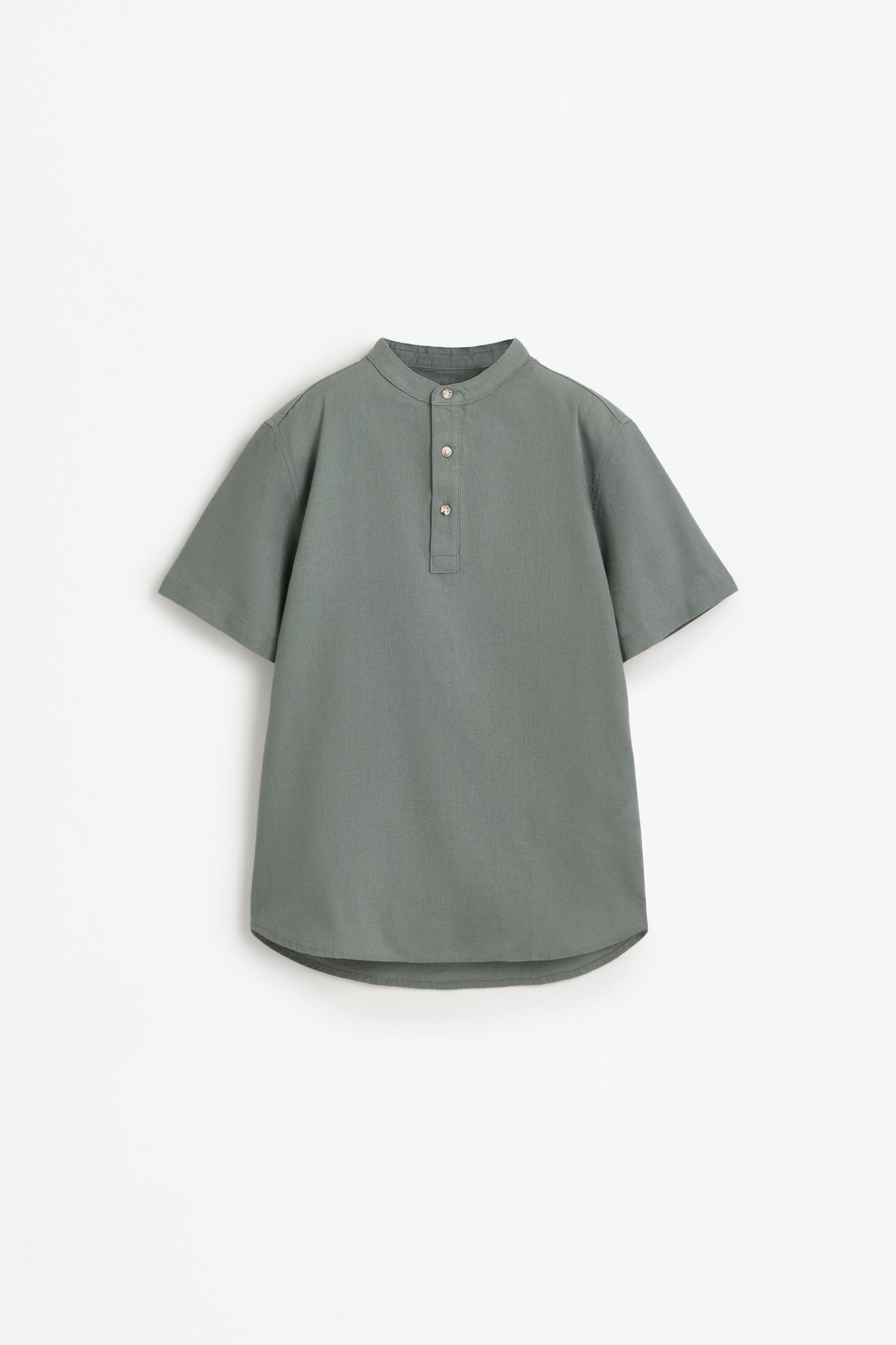 Camisa lino - algodón cuello mao