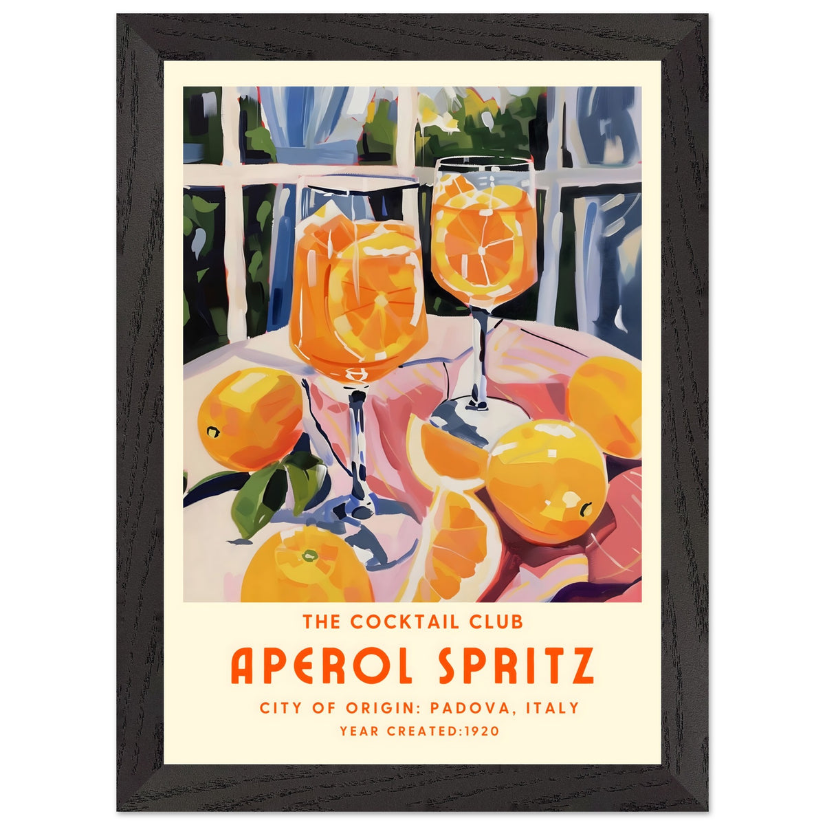 Artfulprints Poster met Lijst Aperol Spritz - The cocktail club II  - A4 21x29.7 cm - Oranje