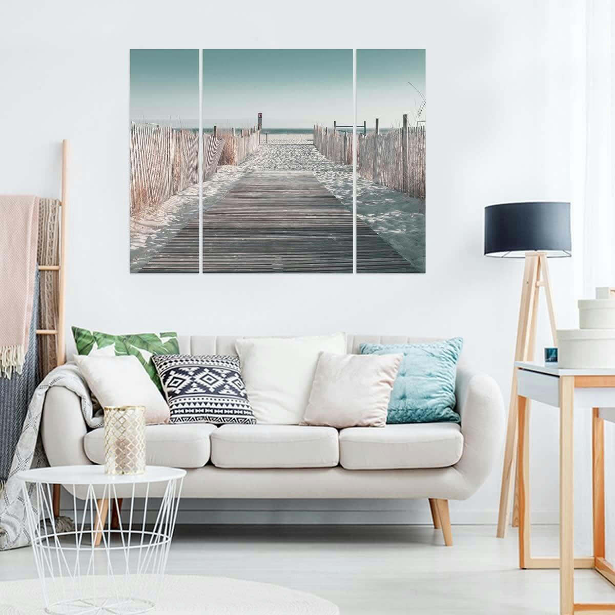 PLAGE - Triptyque sur toile chemin sur la plage 125x97 cm