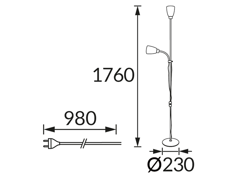 Lampa podłogowa Mader 2-punktowa stalowa czarna