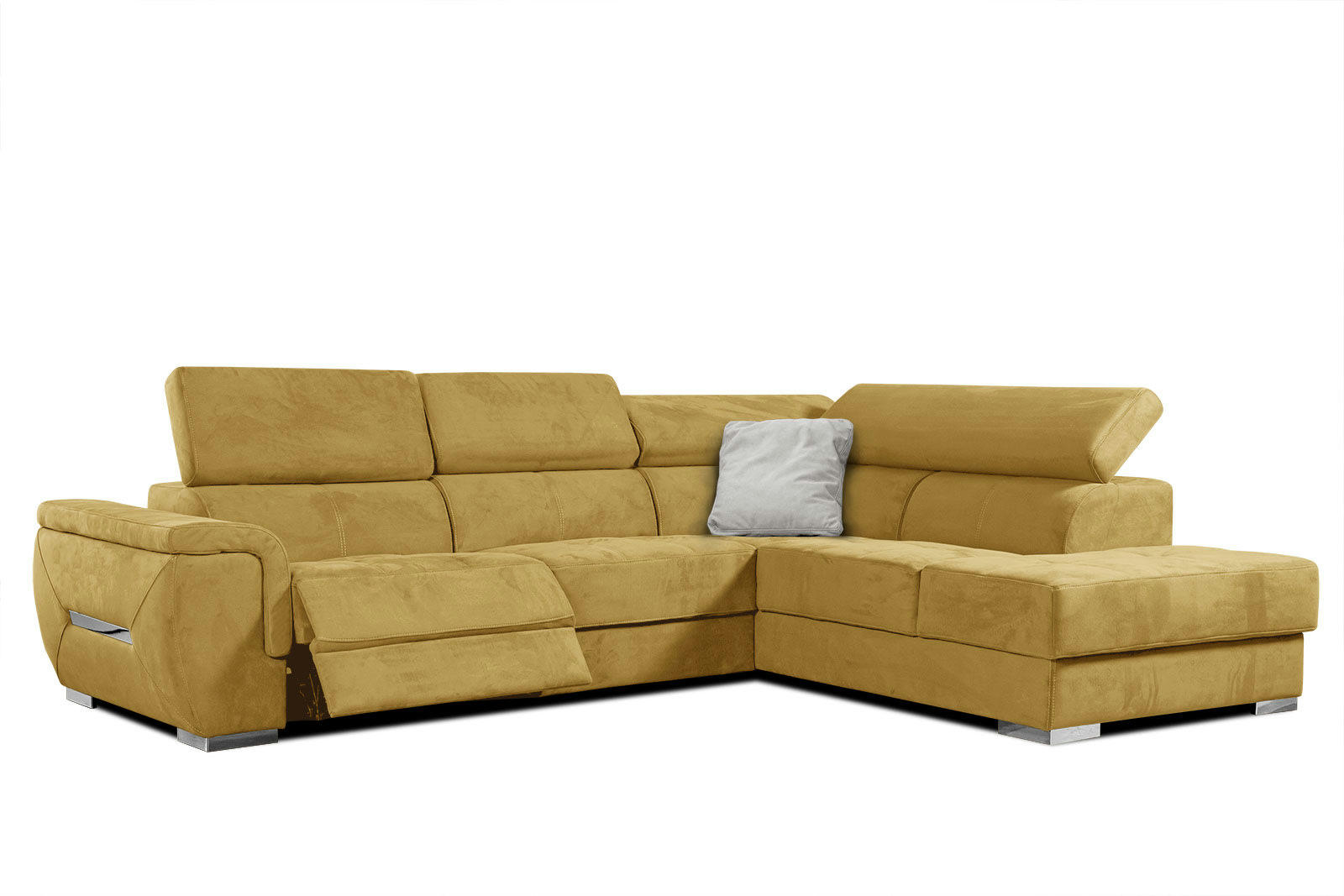 KELTE - Canapé d'angle droit 5 places avec une relaxation tissu jaune