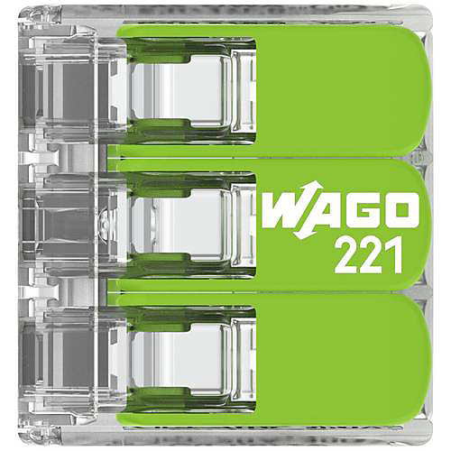 50 mini connecteur WAGO 3 entrées pour fil souple ou rigide 