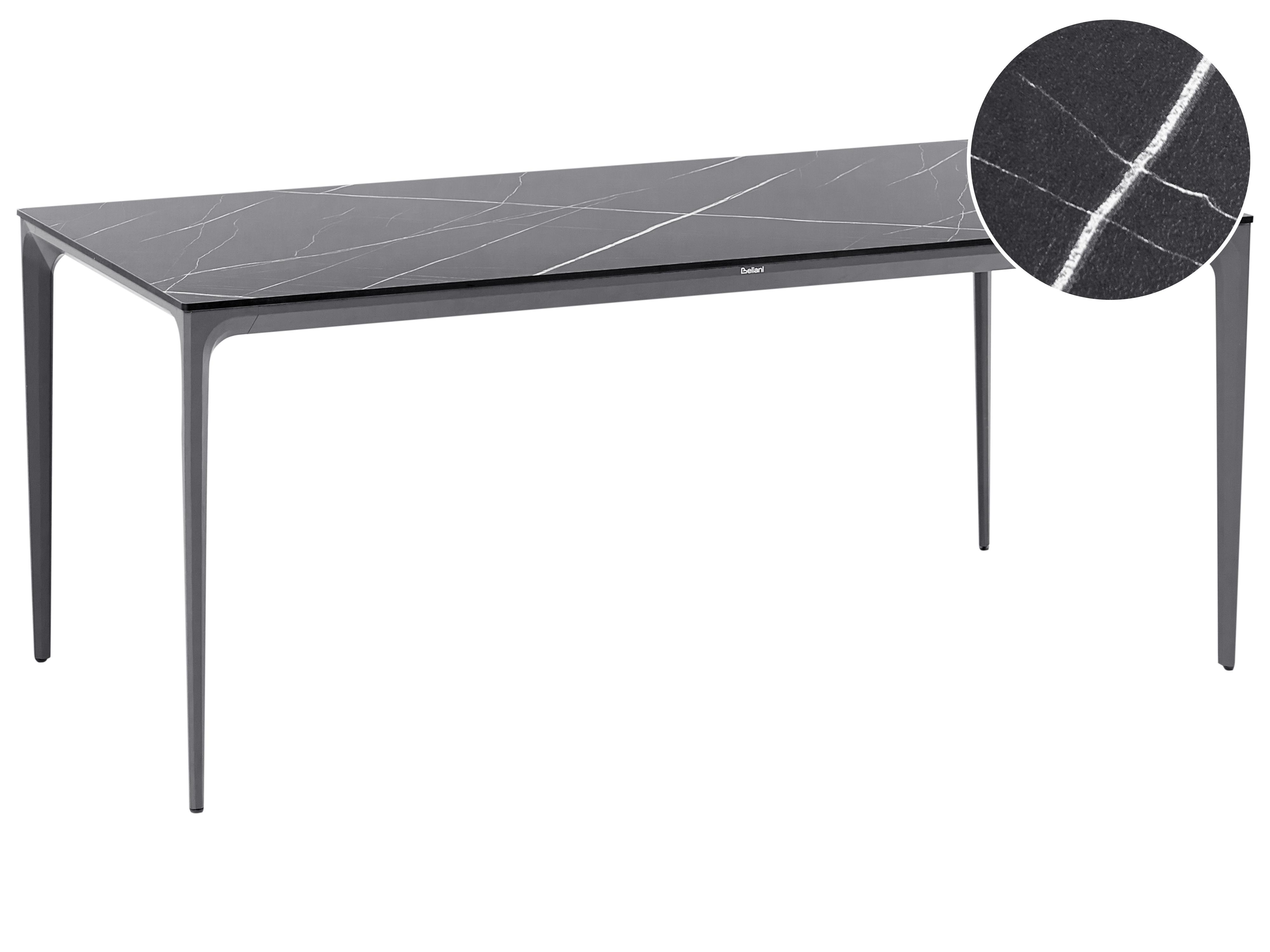 Garden Dining Table SOVARETO 180 cm 90 cm Marble Effect Black Marble