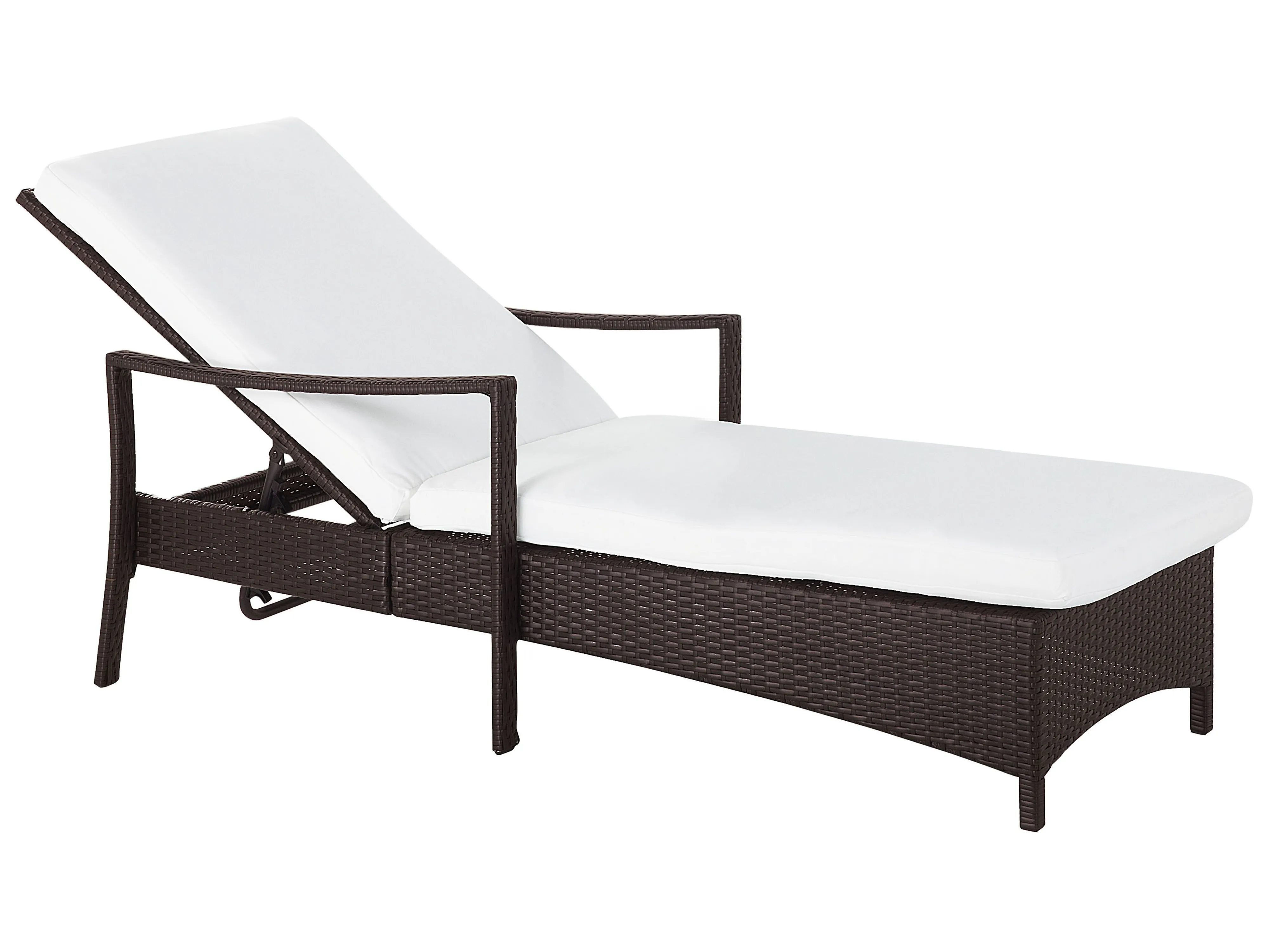 Sun Lounger with Cushion VASTO Reclining PE Rattan Brown