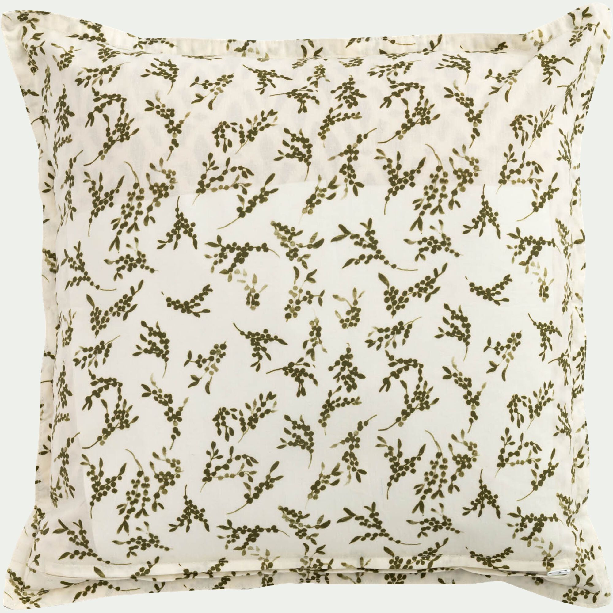 BAIA - Coussin en coton à motif fleurs 45x45cm - vert