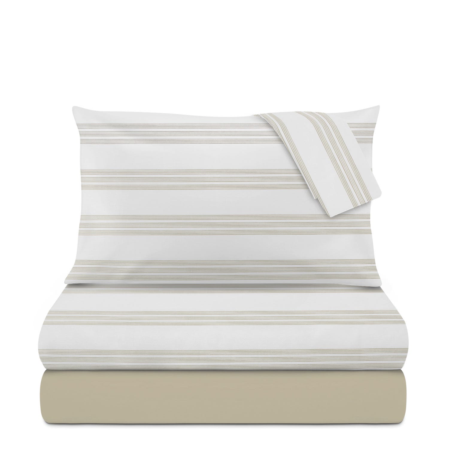 Completo letto matrimoniale righe sabbia cotone