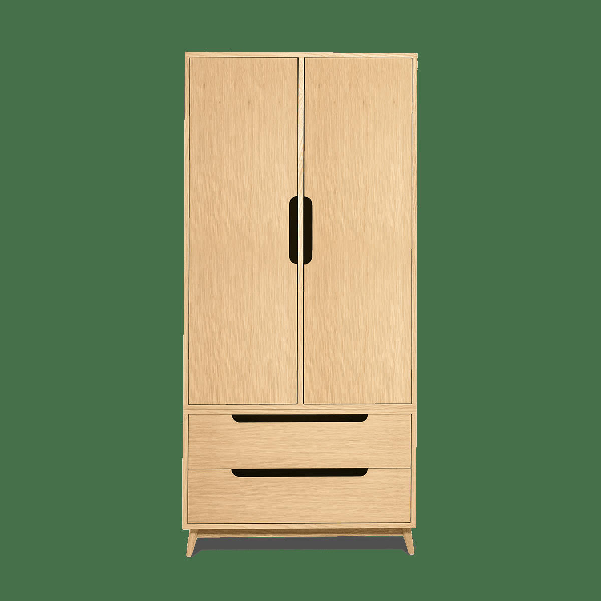FOLK - Armoire parisienne couleur chene naturel, 2 portes - 185*86*40