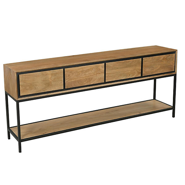 Grande console d'entrée bois cadre noir 180 cm UVEA