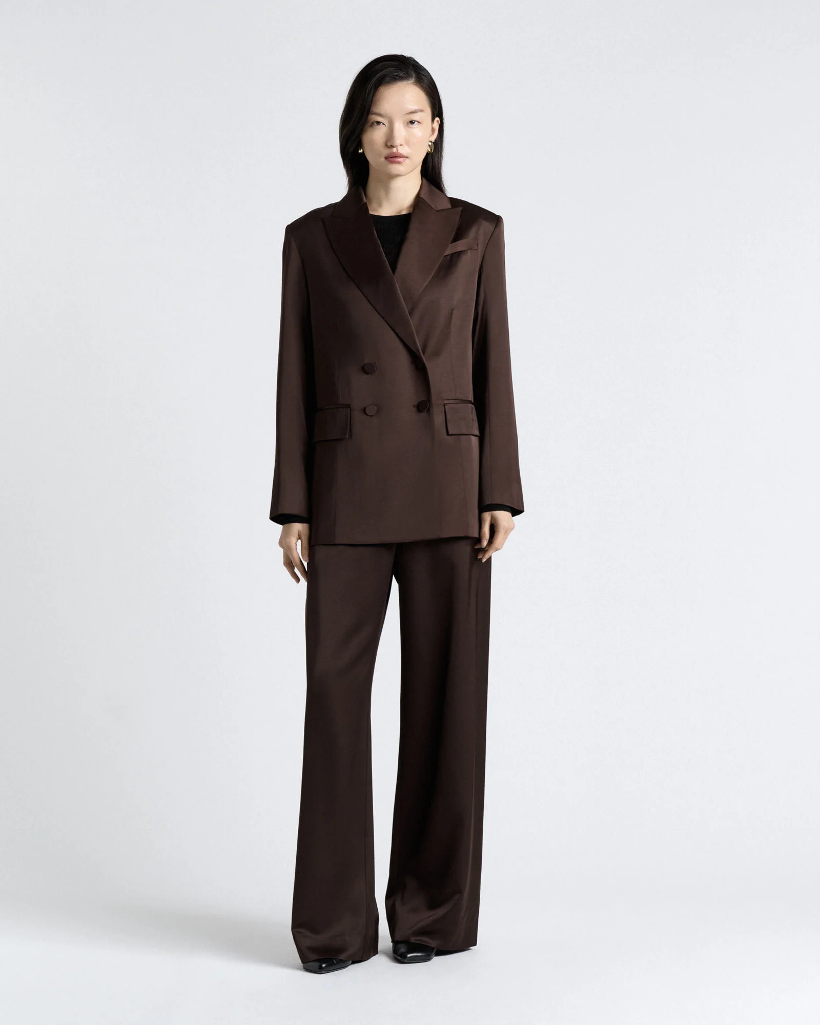 Matte Satin Viscose Double Breasted Blazer