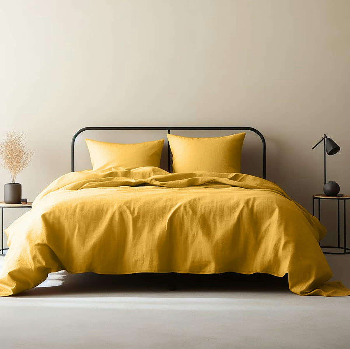 CLARA - Housse de couette gaze de coton  240x220 jaune safran