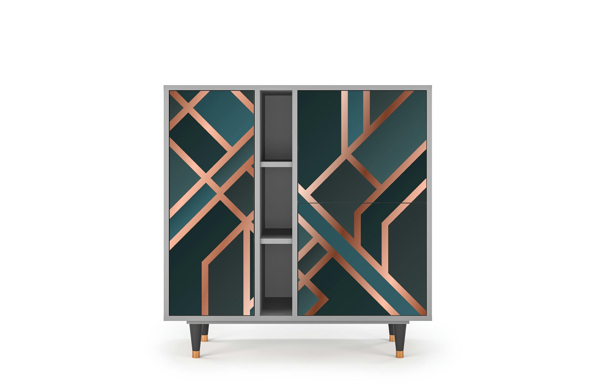 BRONZE CROSSROAD - Buffet  bleu-vert 3 portes L 94 cm