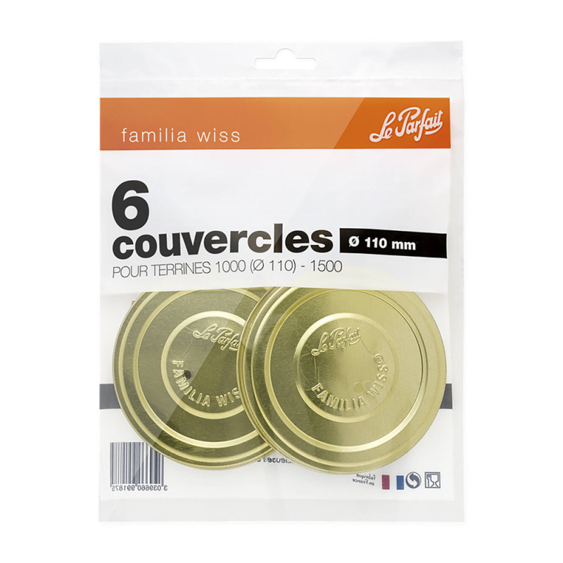 Couvercle pour bocal à terrine Familia Wiss Ø 110 mm 6 pièces LE PARFAIT