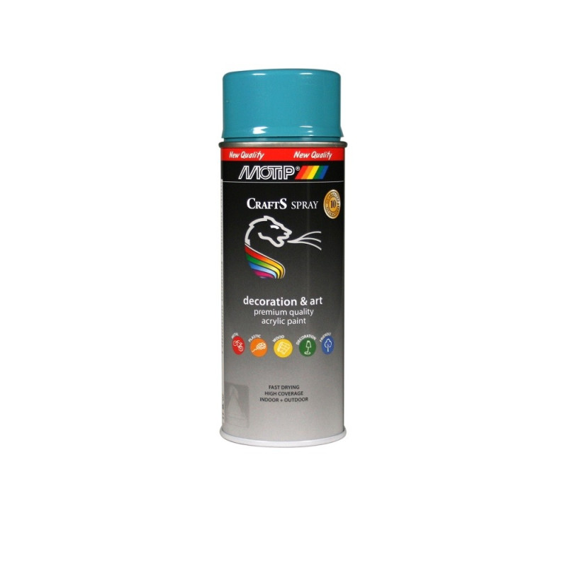 Peinture en spray Crafts bleu turquoise brillante 0,4 L MOTIP