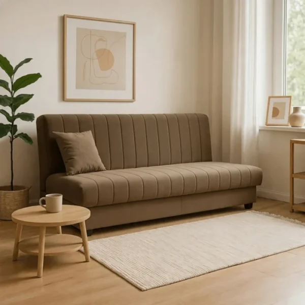 Wersalka Rozkładana Do Spania Kanapa Sofa Dwuosobowa Beżowa SIGMA