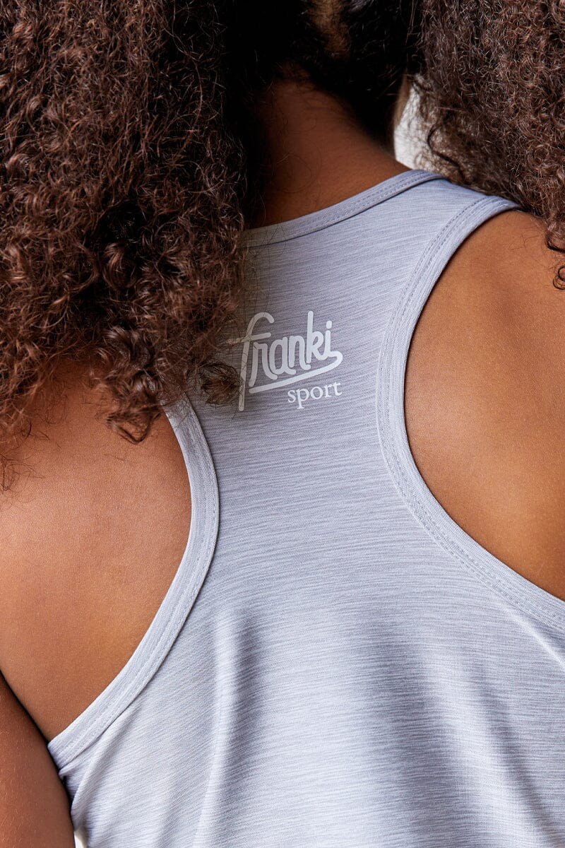 Hello Franki Sport Heather Gray Racer Back Tank Top for girls