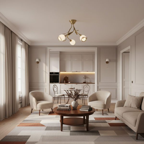 Lampa sufitowa złota do salonu EDYLIT 3xE14 MARKOS BIAŁY 152B