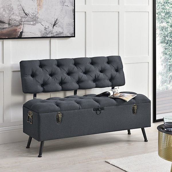 Banquette de rangement Malmohus siège rabattable gris foncé en.casa