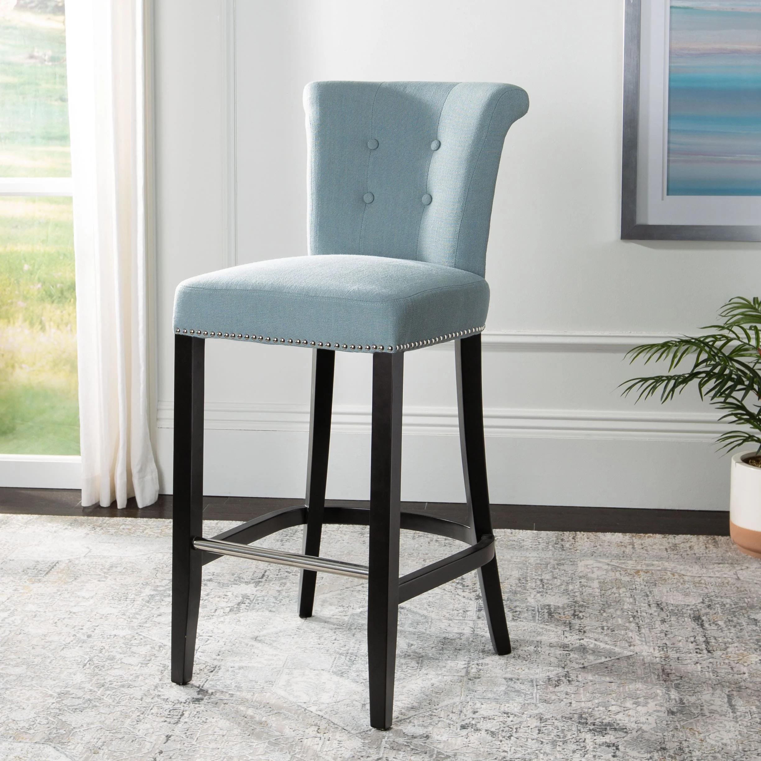 SAFAVIEH Kayla Charcoal Ring 30-inch Bar Stool - 19.6 x 24.2 x 43.7 - 20Wx24Dx44H