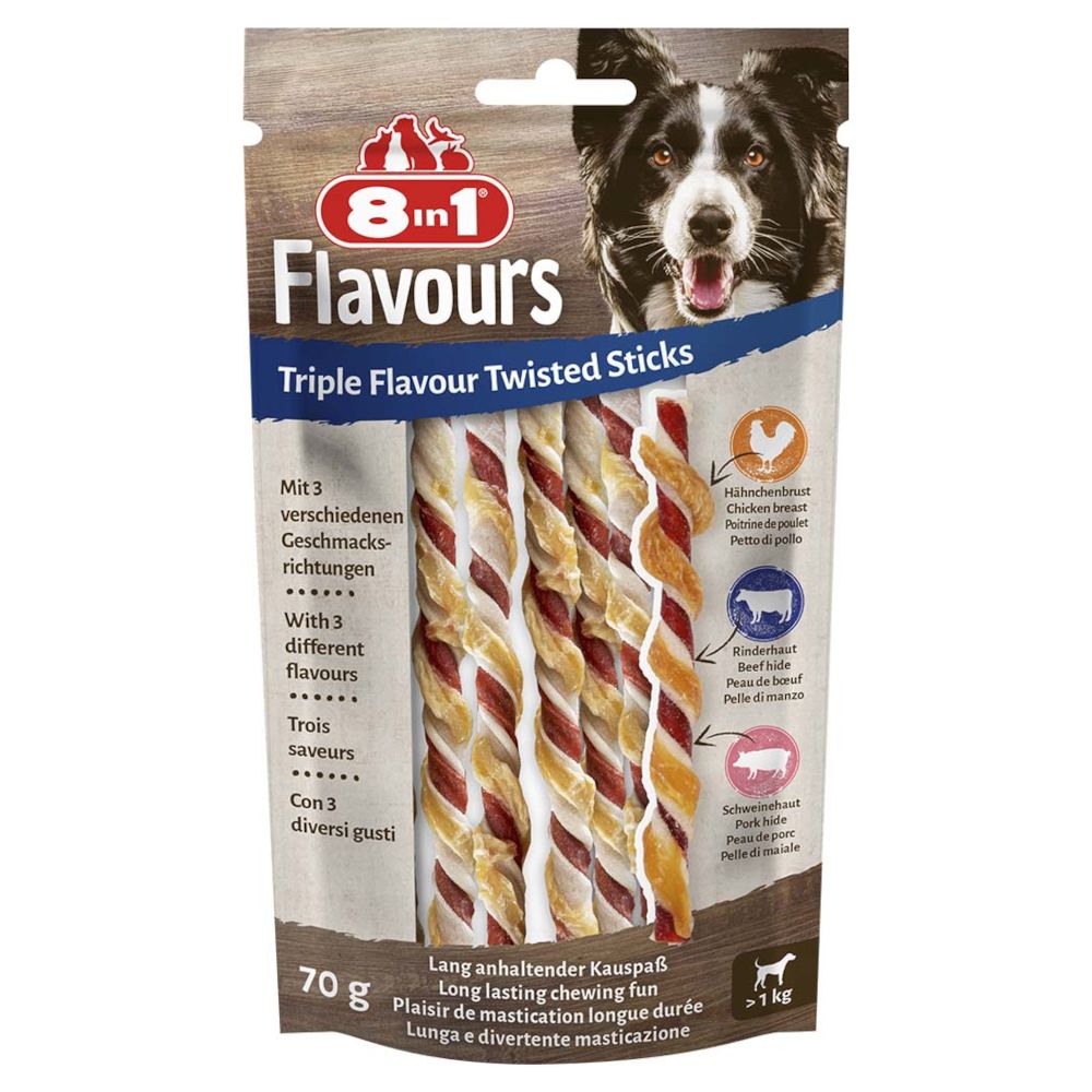 8in1 Triple Flavour Twisted Chew Sticks