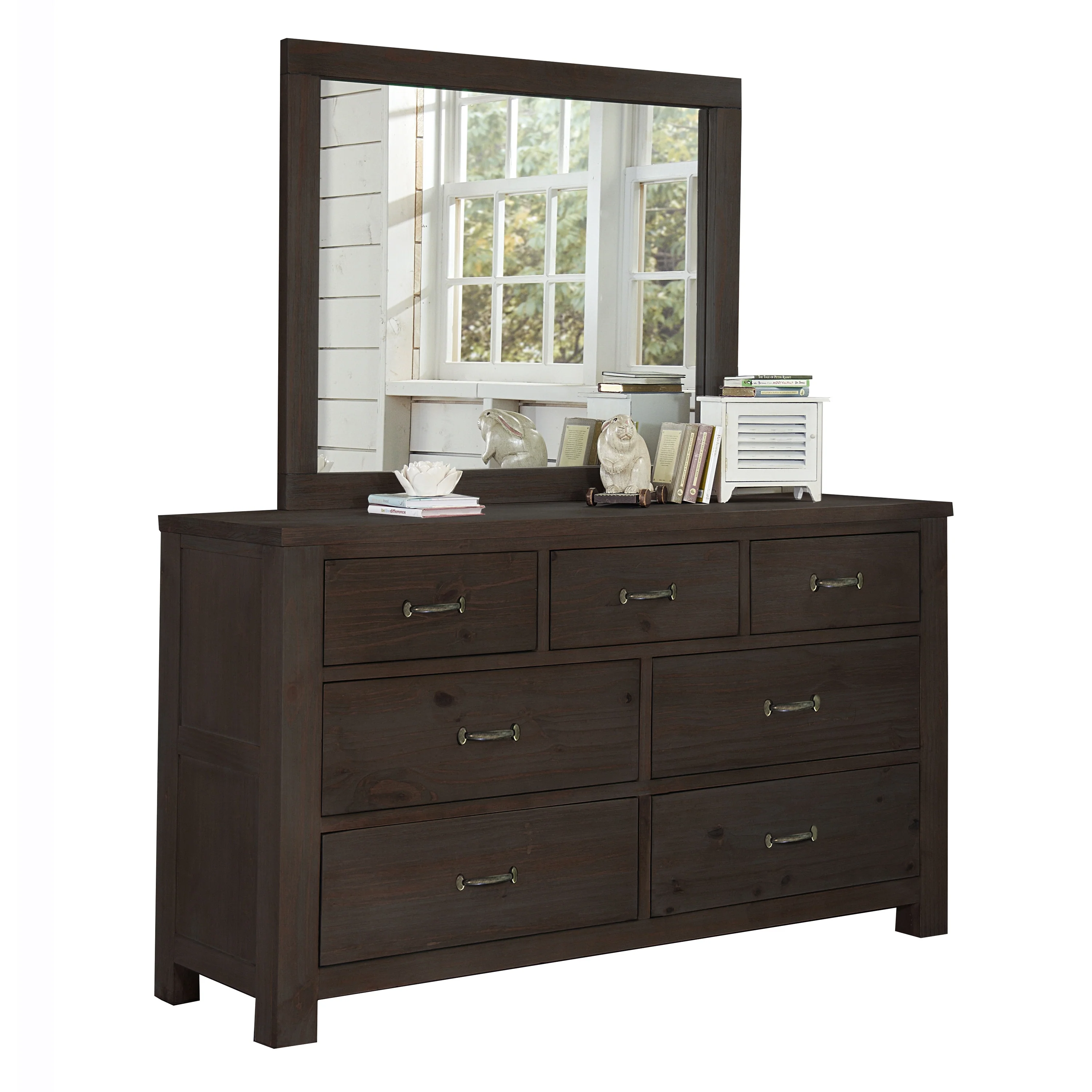 Highlands 7 Drawer Dresser with Mirror, Espresso