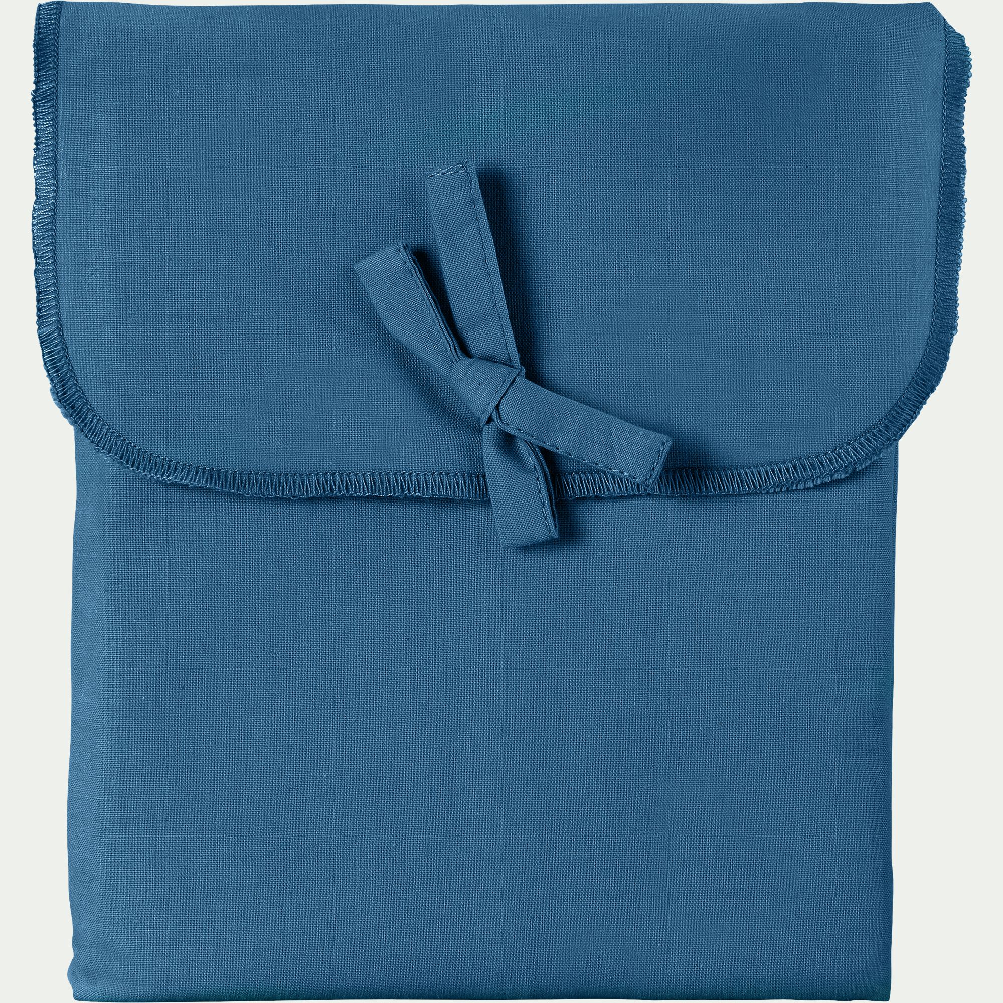 CALANQUES - Taie de traversin en coton - bleu figuerolles 43x190cm
