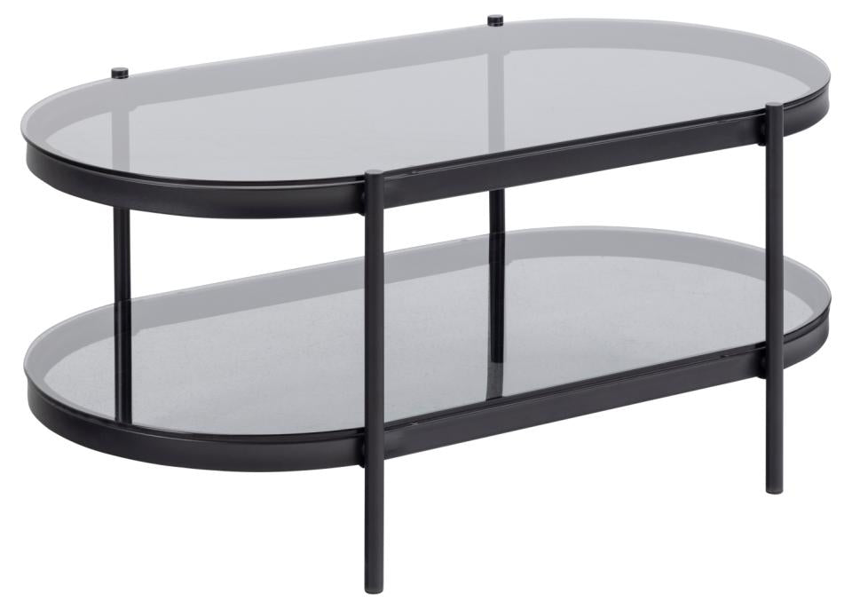 BRAM Salontafel Kastrup - 95 x 50 cm - zwart met glas