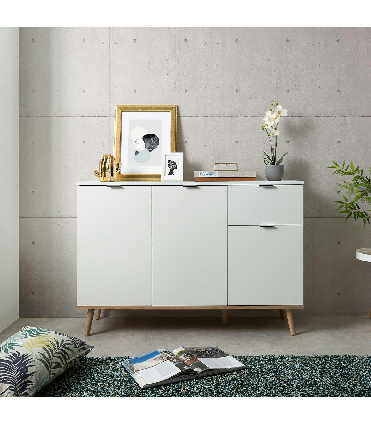 COPENHAGUE - Buffet 3 portes 2 étagères 1 tiroir L120 x H85 cm