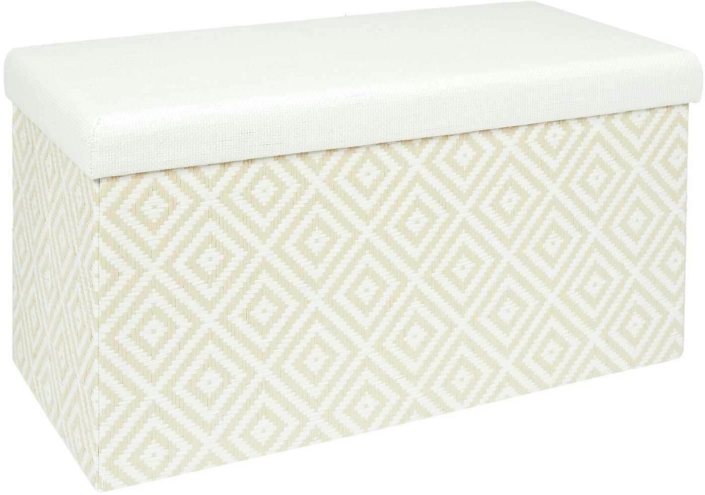 - Banc coffre de rangement tressage mirage blanc