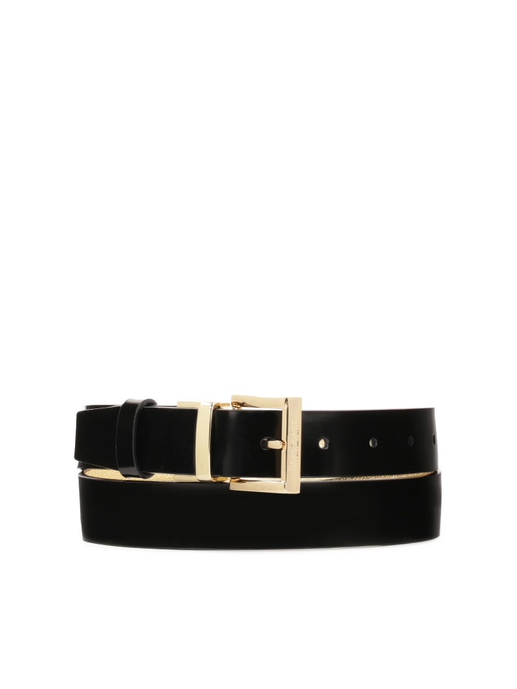 Black and gold double-sided leather belt