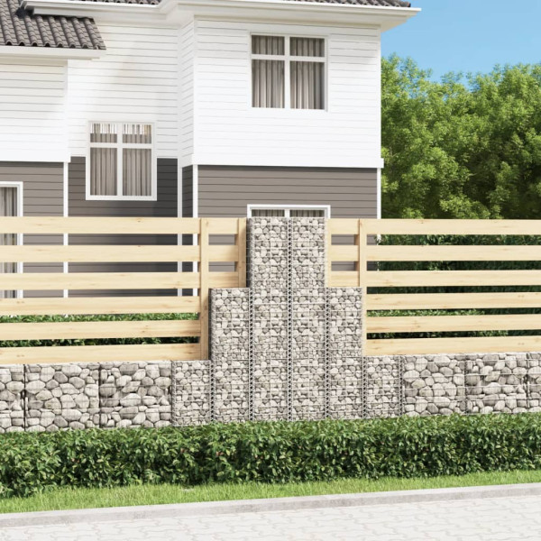 Zestaw 6 Koszy Gabionowych Ogrodzenie Płot Stal 25x25x150 cm Srebrny