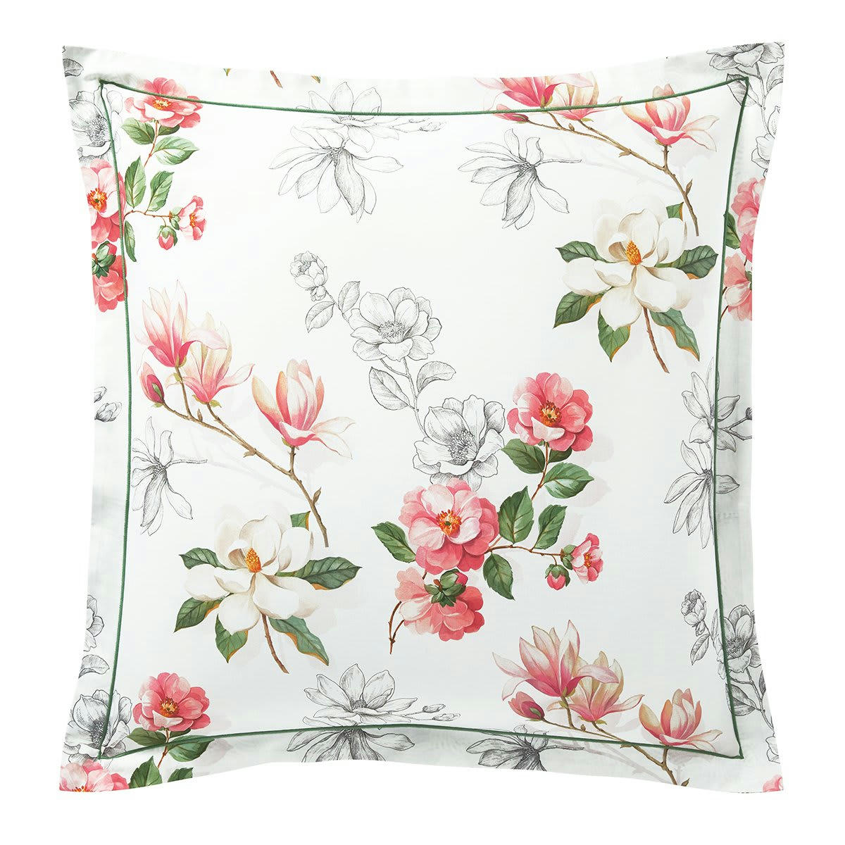 VILLANDRY - Taie d'oreiller percale rose clair 65x65 cm