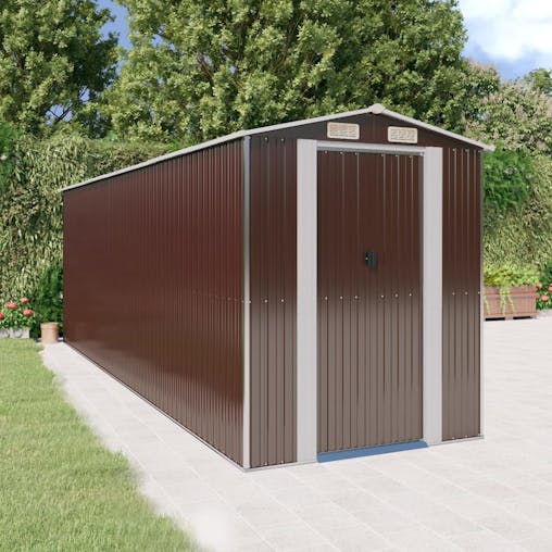 NNEVL Garden Shed Dark Brown 192x606x223 cm Galvanised Steel