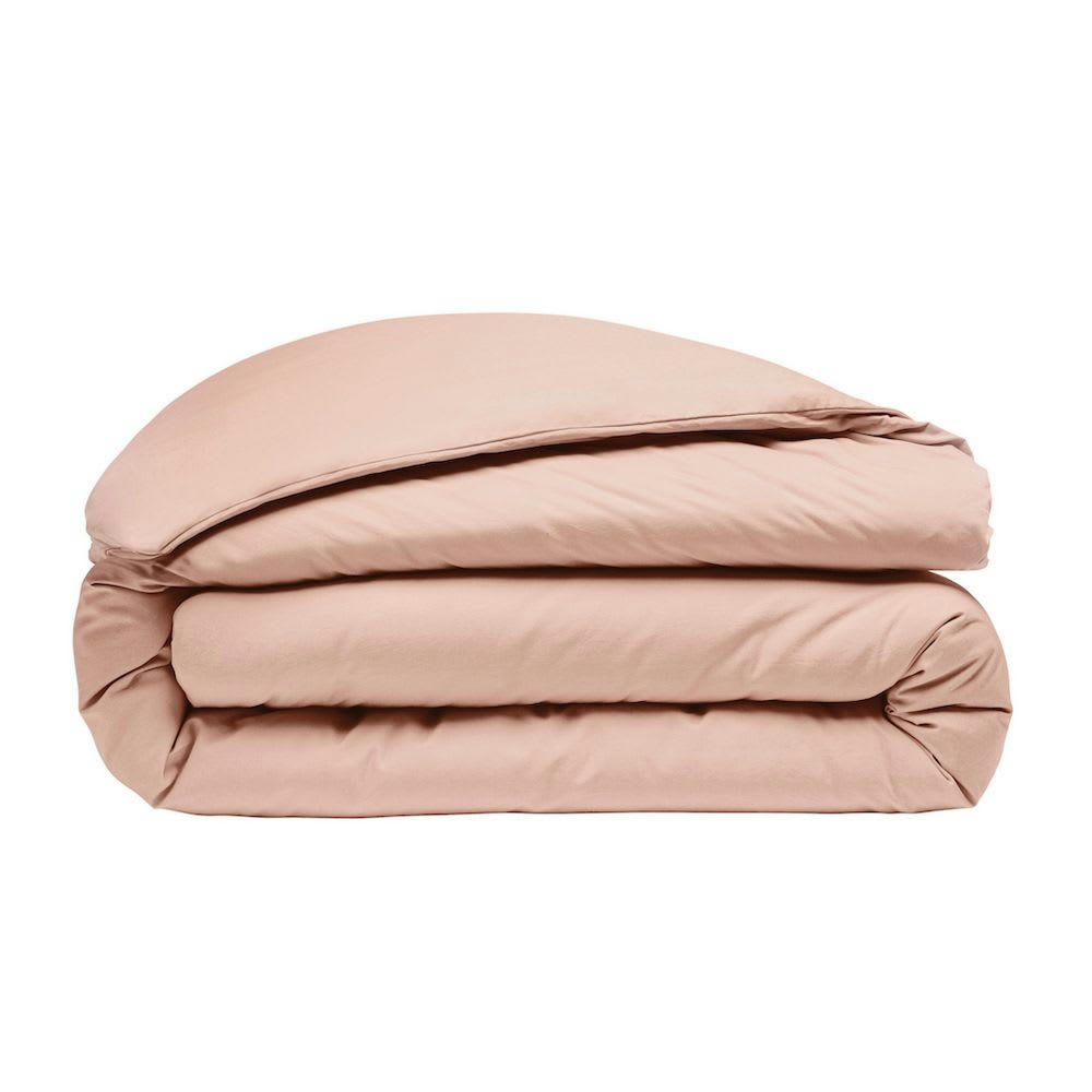 - Housse de couette percale de coton lavé rose 240x260 cm