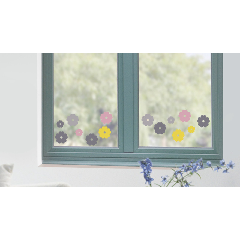 Planche de stickers pour fenêtre Fleurs