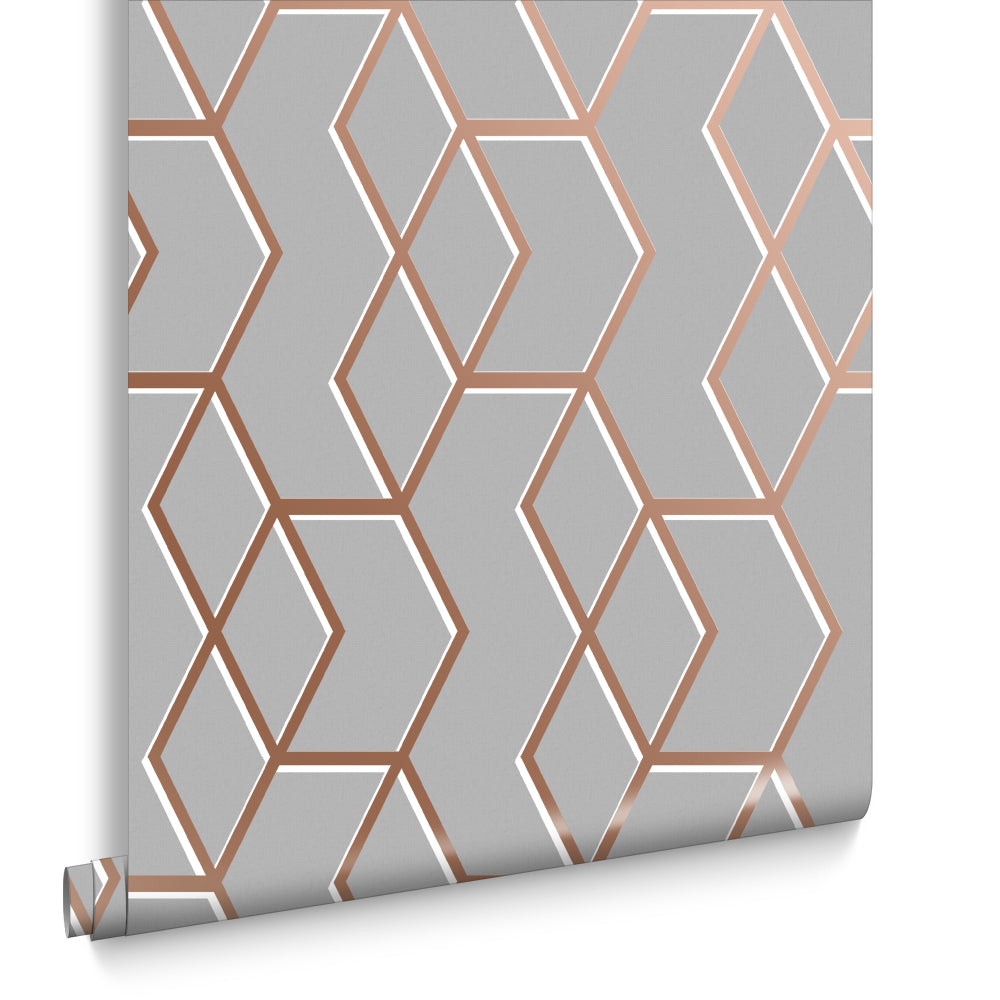 Graham & Brown Vliesbehang - Archetype Grey Rose Gold - 10mx52cm