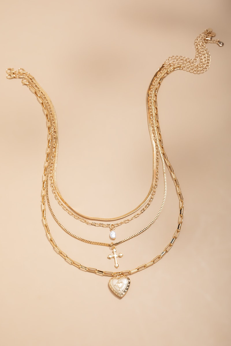 Betty Locket and Cross Layering Necklace Set