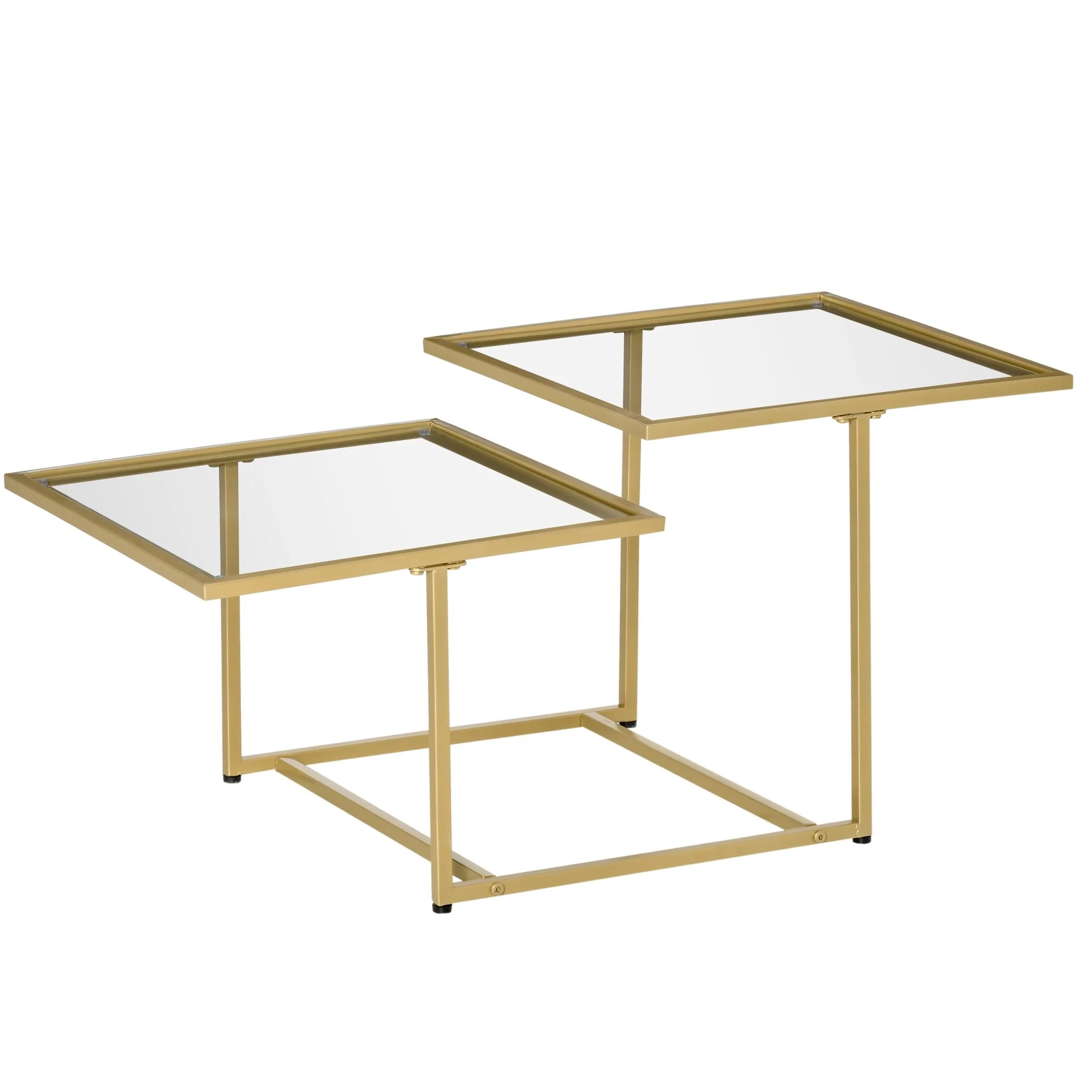 HOMCOM Modern Gold Tempered Glass Coffee Table - 37.75 x 19.25 x 18