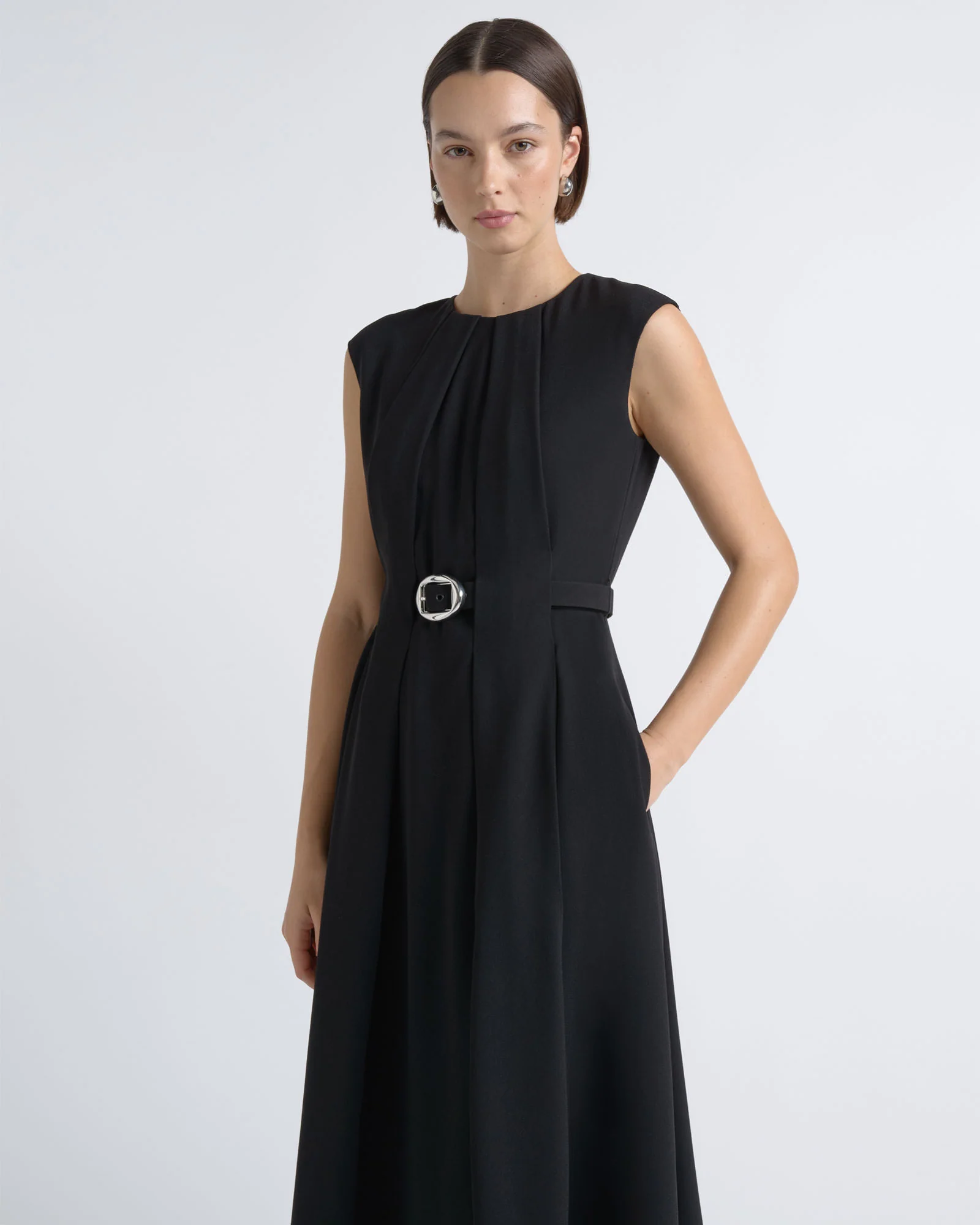 Recycled Crepe Sculpted Midi Dress