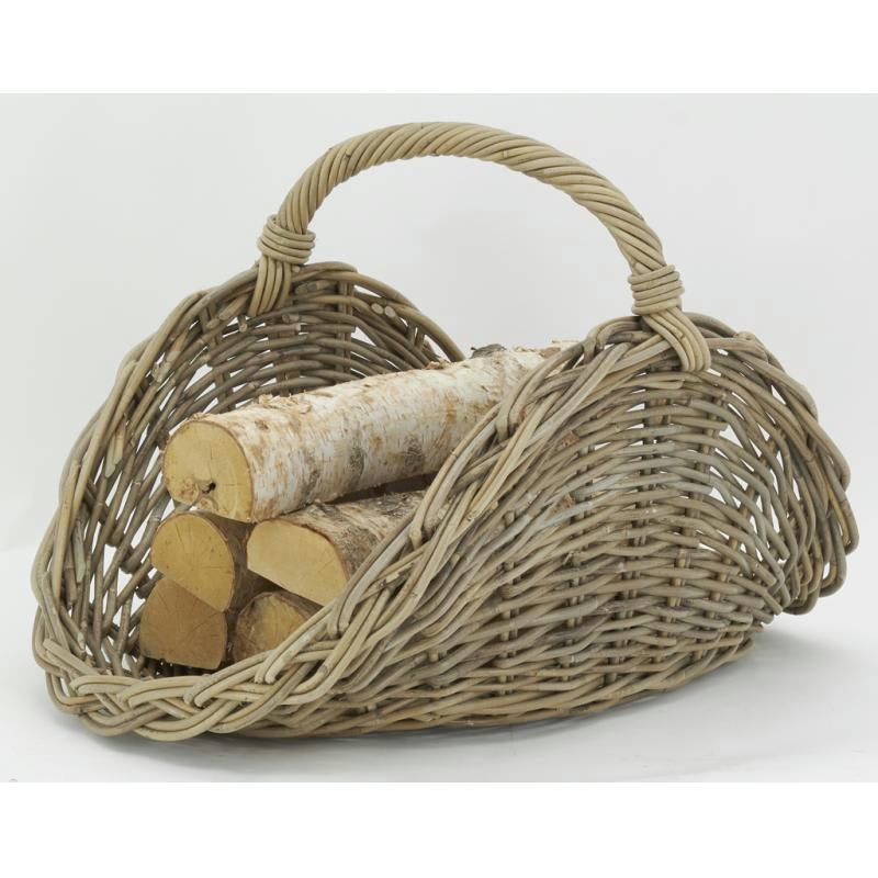 - Panier à bûches en poelet oval gris