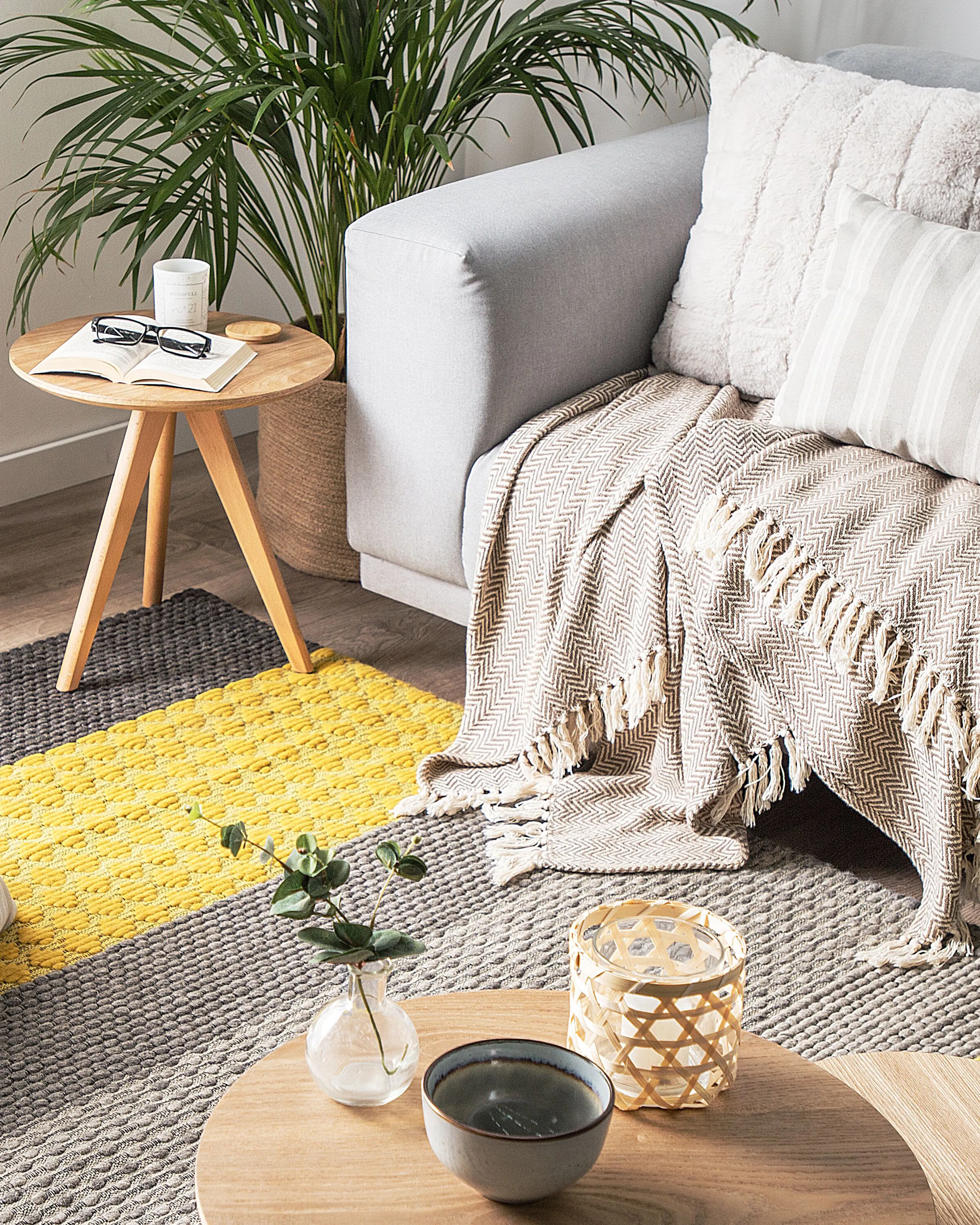 Rug AKKAYA Yellow 140 x 200 cm Wool
