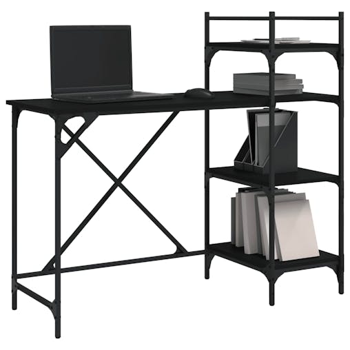 NNEVL Computer Desk with Shelves Black 120x47x109 cm