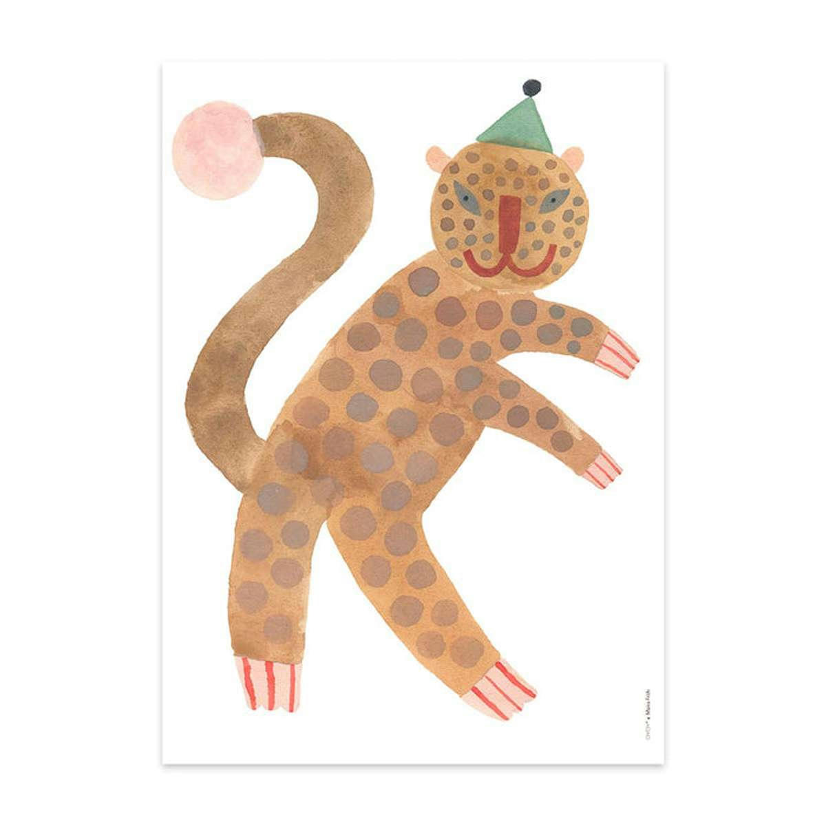 LEOPARD - Poster Elvis Le Léopard marron en papier H70x50cm