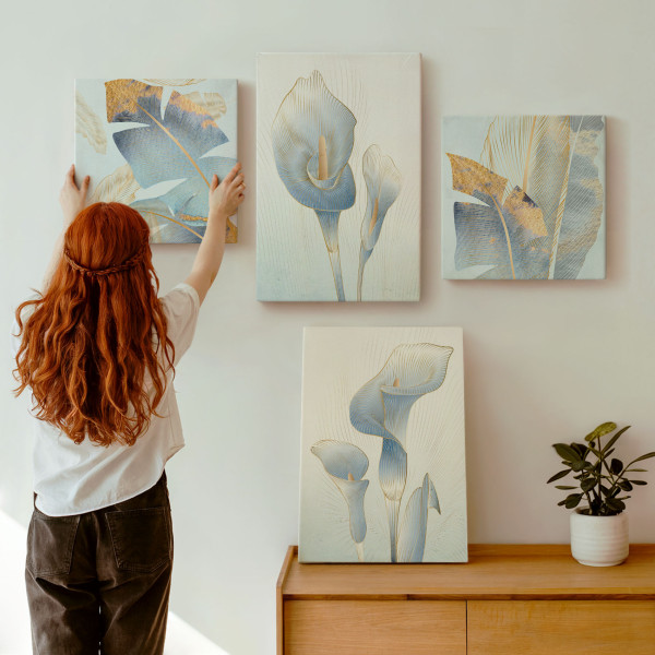 Obraz canvas 4 częściowy Błękitne kwiaty |40x40, 40x60| Wallfluent
