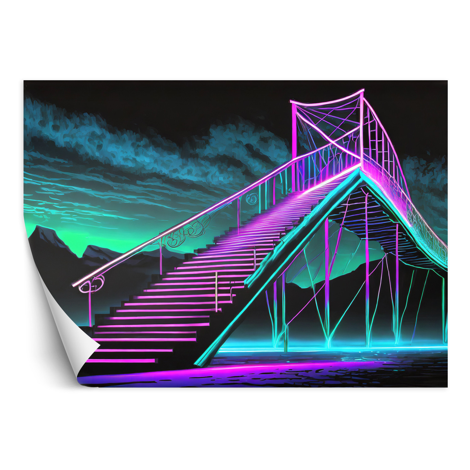 Feeby Fototapeta Neonowe schody Futurystyczna abstrakcja