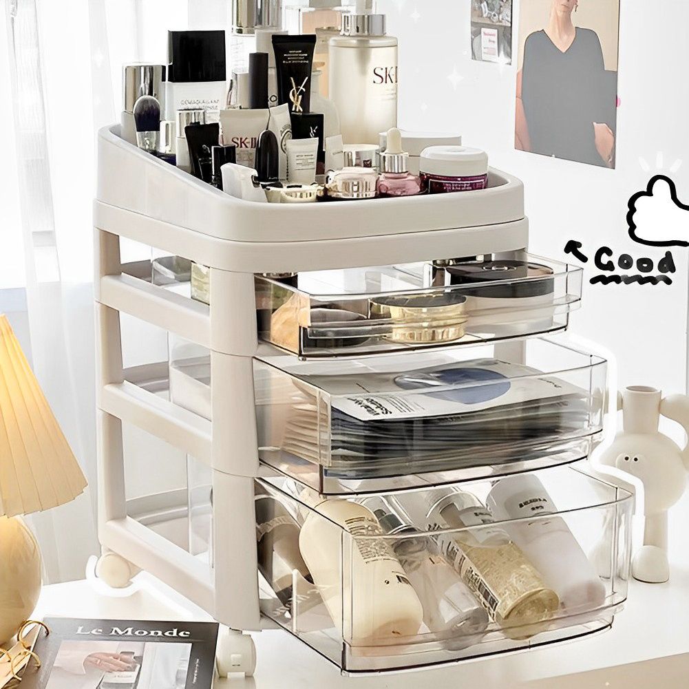 The hot sale 3 Tier Cosmetic Drawer Storage Trolley Mobile