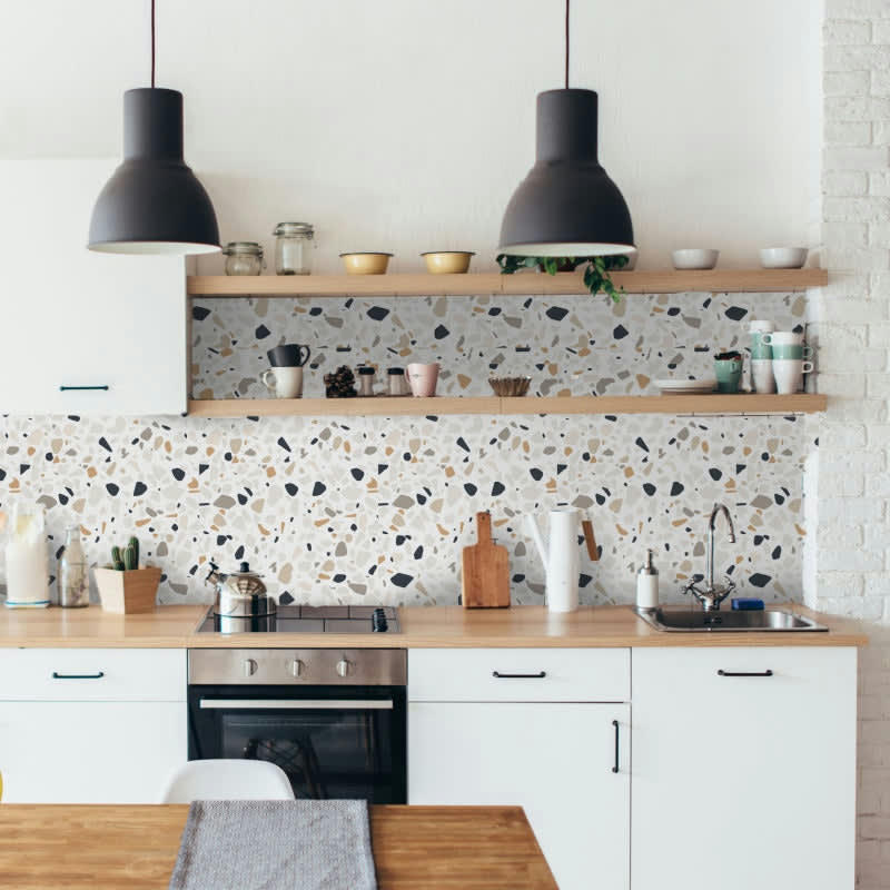 - Papier peint vinyle adhésif mosaïque multicolor 50x300 cm