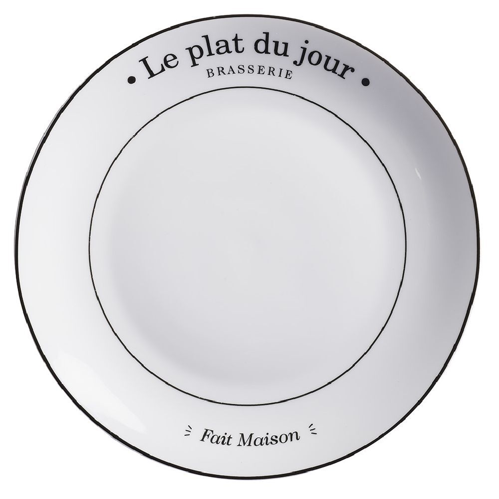 Assiette plate ronde blanche "Le plat du jour" Ø26cm