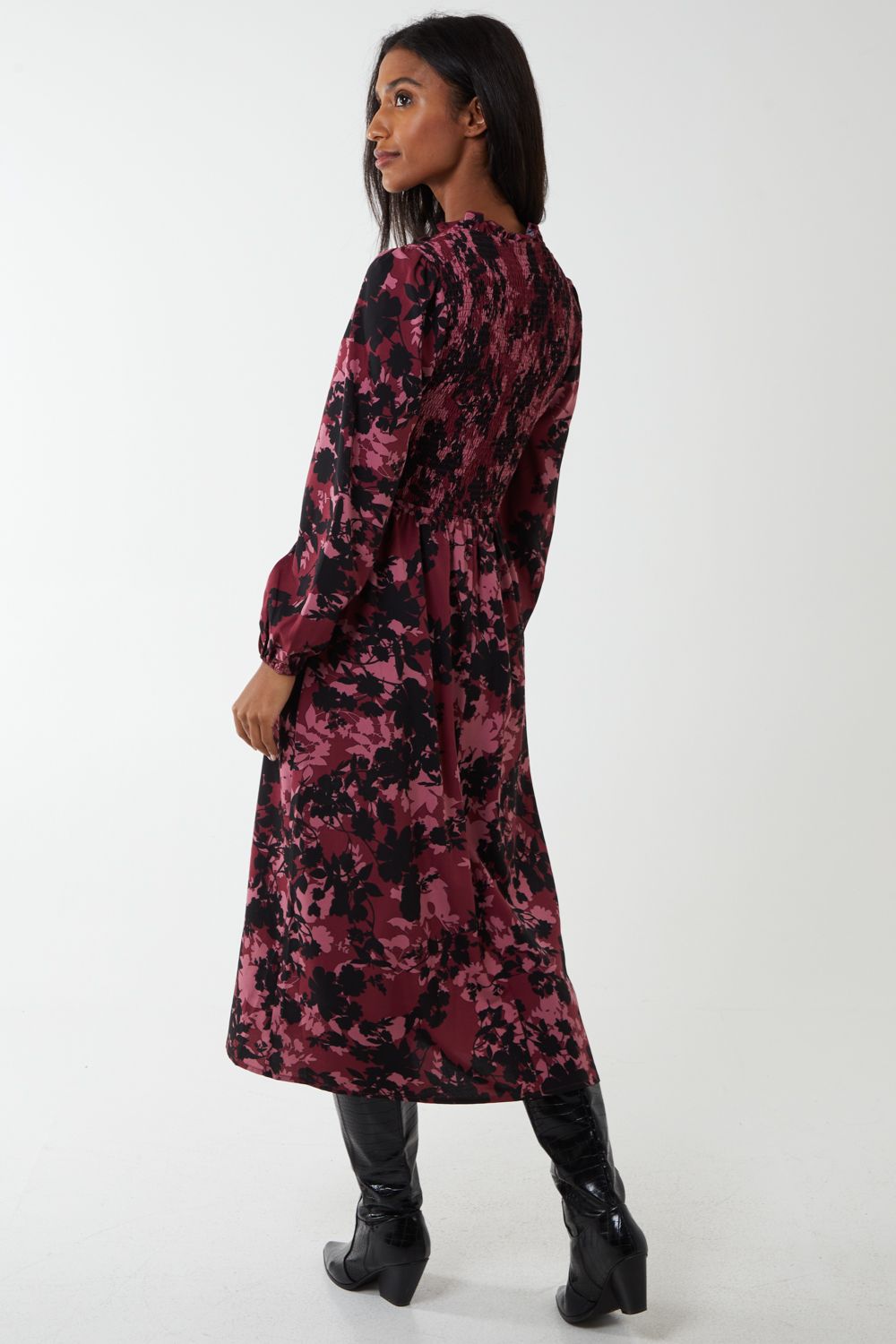 Blue Vanilla Shirred Bust Wrap Midi Dress