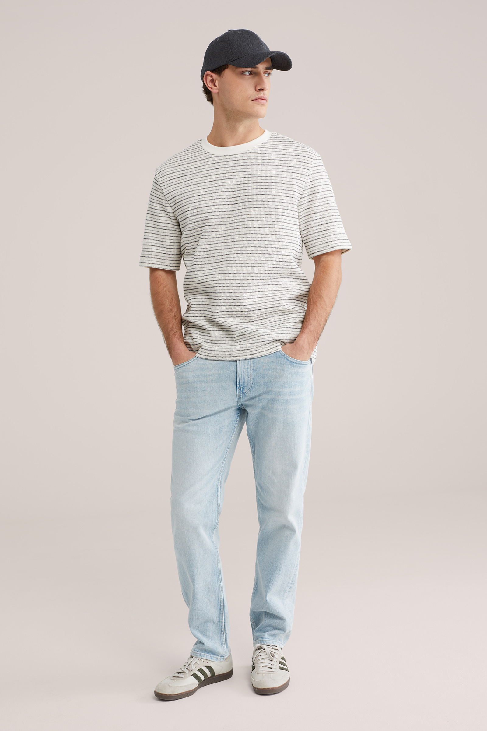 Heren relaxed fit gestreept T-shirt met structuur