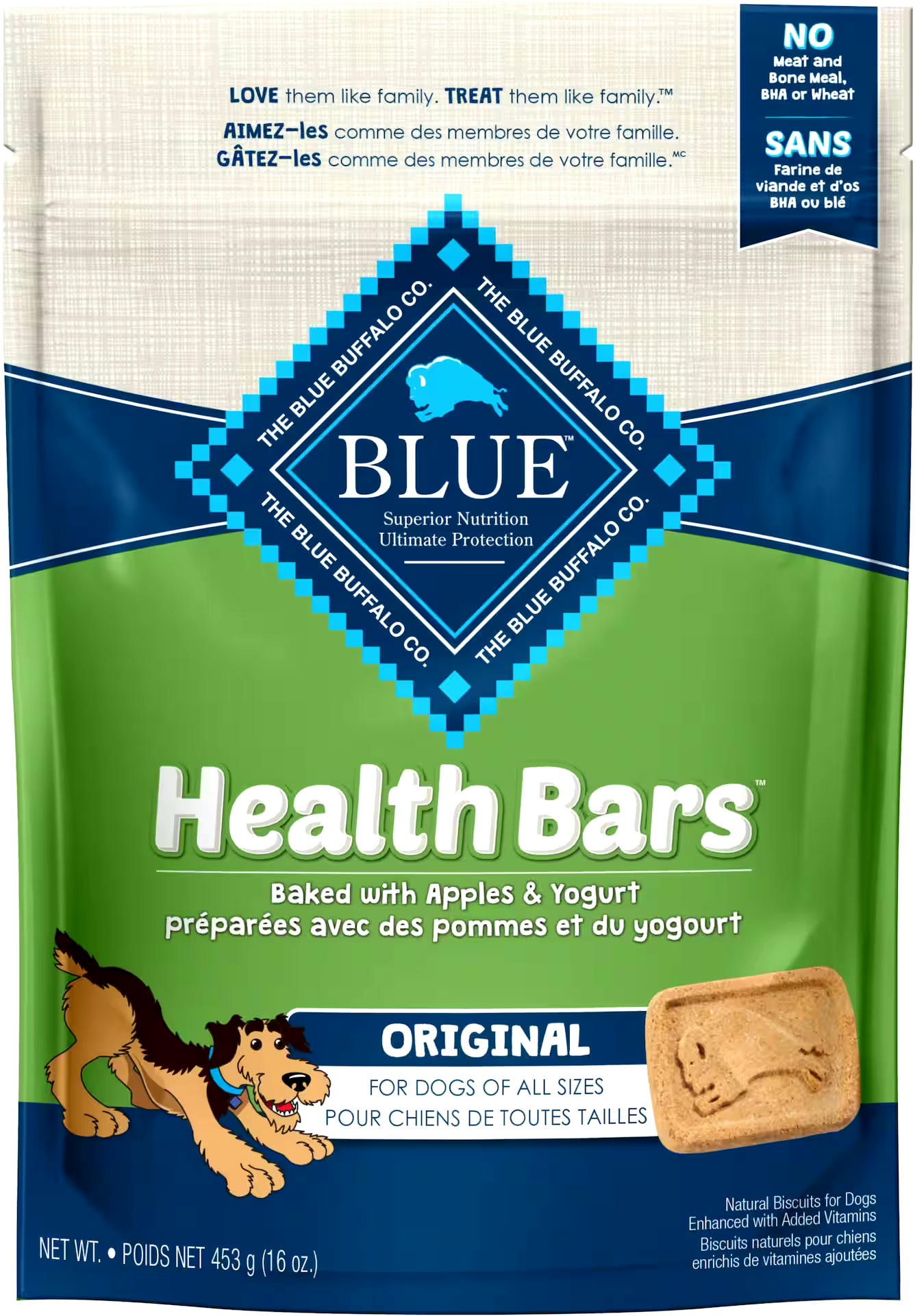 Blue Buffalo BLUE Health Bars Apple & Yogurt Dog Treats, 453-g